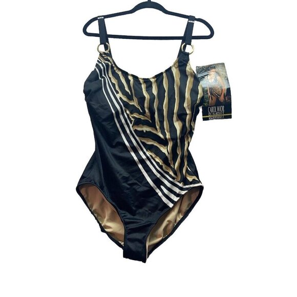 NWT Vintage Carol Wior Slimsuit Sz 18 Slimming Swim Suit One Piece Animal Print - Picture 1 of 8